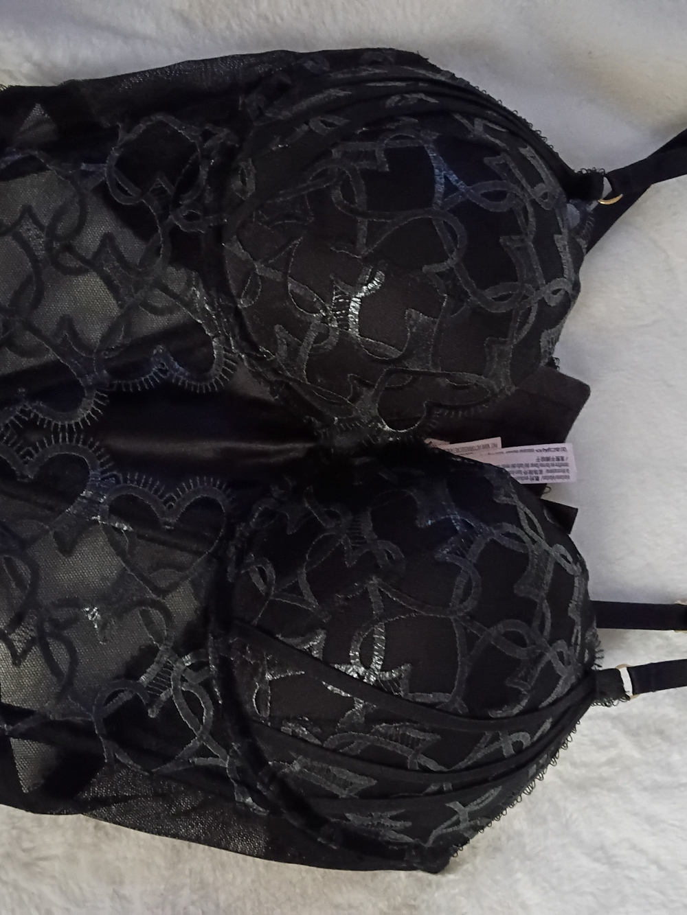 Victoria's Secret Black Embroidered Longline Bra